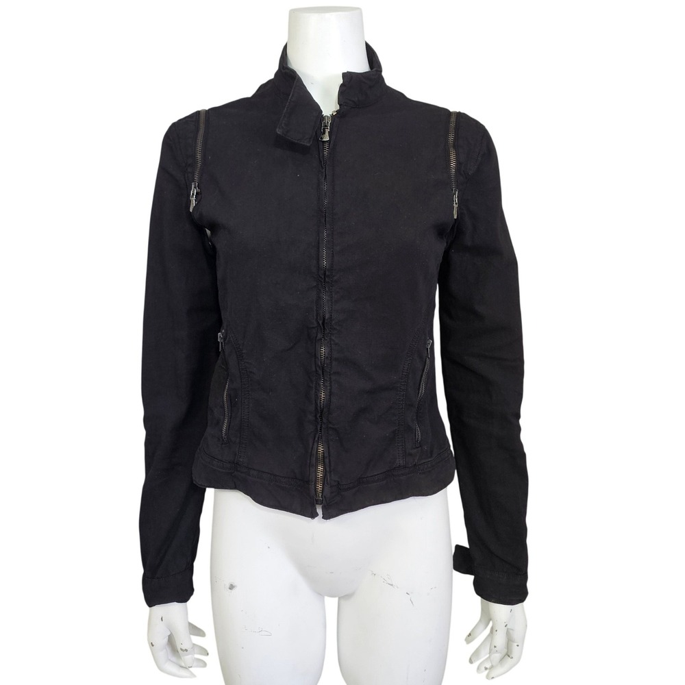 Versace Jeans Couture Black Zip Off Sleeve Corset Moto Jacket Womens S